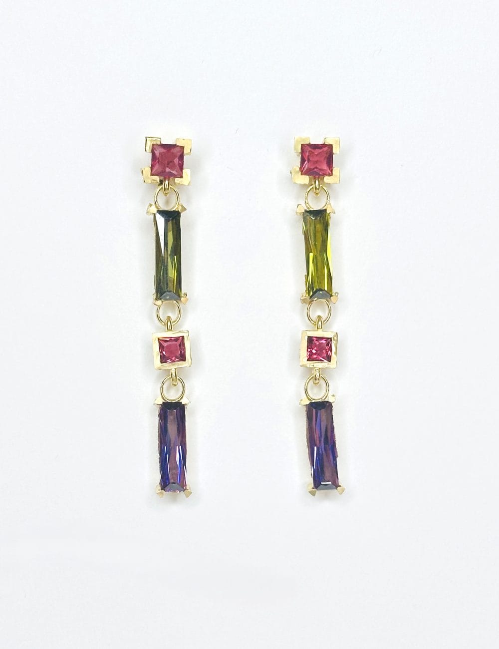 Baguette Dangle Drop Küpe - Görsel 4